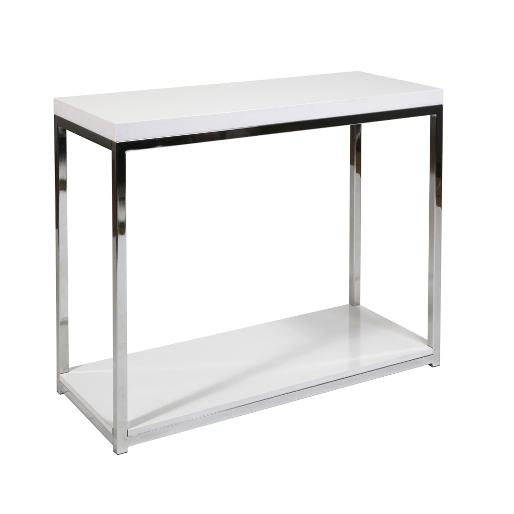 Ave Six Wall Street Table, Foyer, Rectangular, White/Chrome