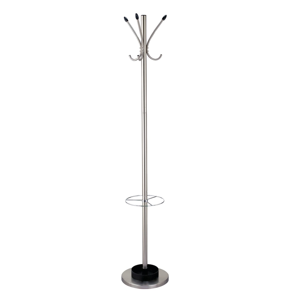 Adesso Umbrella Stand Coat Rack, 68inH x 13inW x 13inD, Brushed Steel