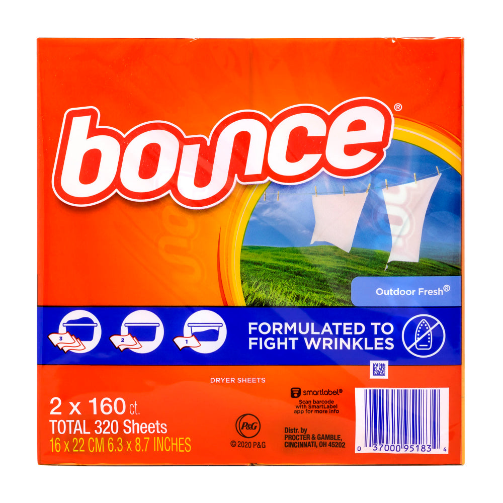 Bounce Outdoor Fresh Dryer Sheets, 160 Sheets Per Pack, Case Of 2 Packs