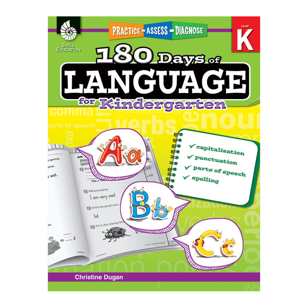 Shell Education 180 Days Of Language Workbook, Kindergarten