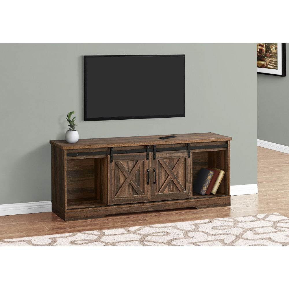 Monarch Specialties Jamie TV Stand, 23-1/2inH x 59inW x 15-1/2inD, Brown