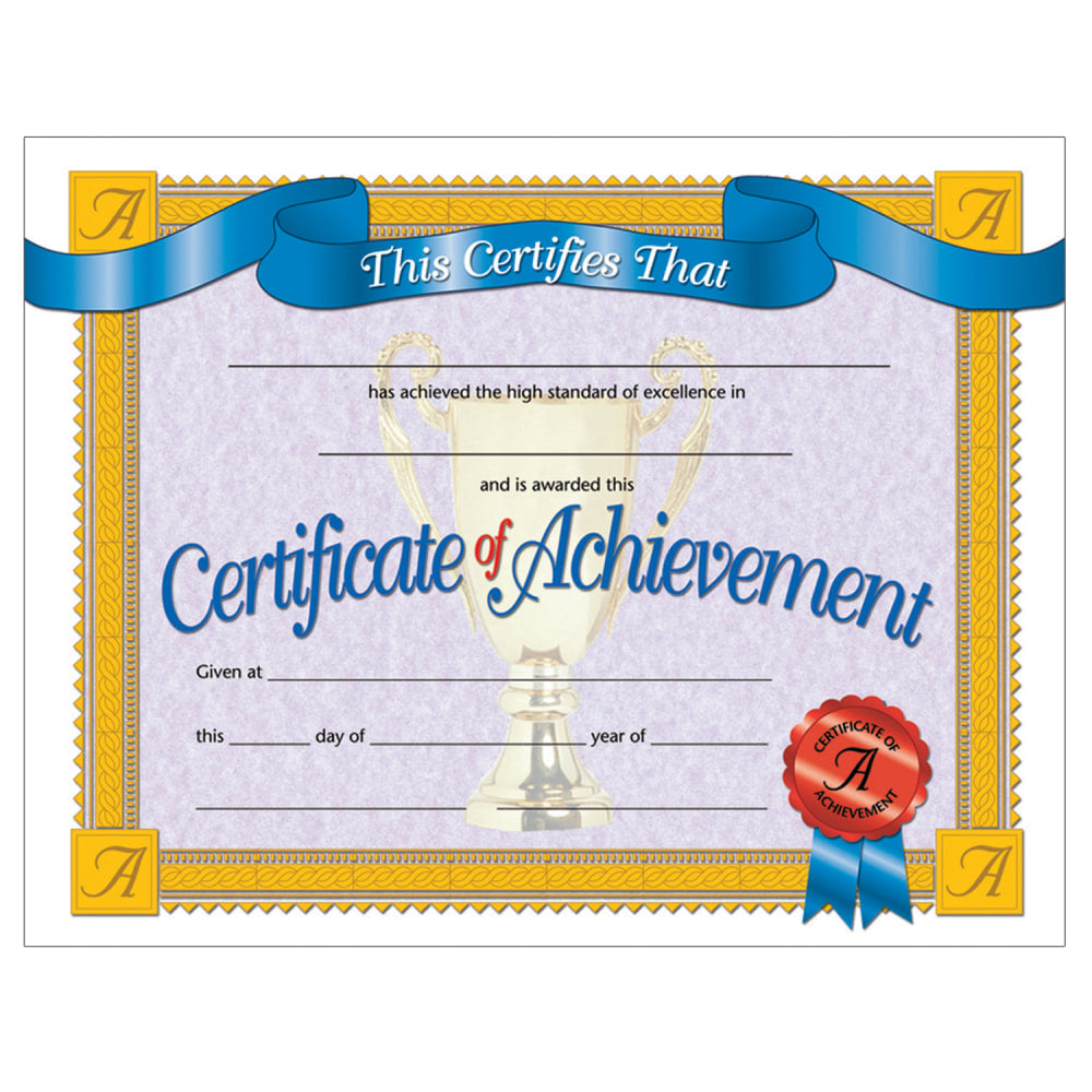 Hayes Certificates, 8-1/2in x 11in, Achievement, Ribbon, 30 Certificates Per Pack, Set Of 3 Packs