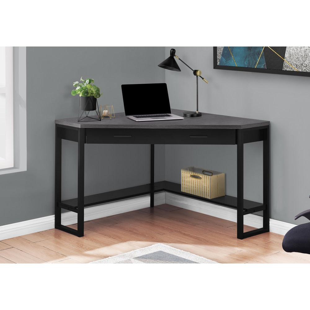 Monarch Specialties Jordan 42inW Weave Corner Computer Desk, Gray/Black