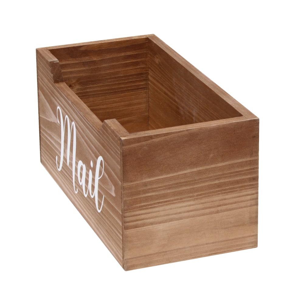 Elegant Designs Tabletop Decorative Script Word Organizer Box, 5-1/2inH x 5-1/2inW x 11-1/2inD, Natural