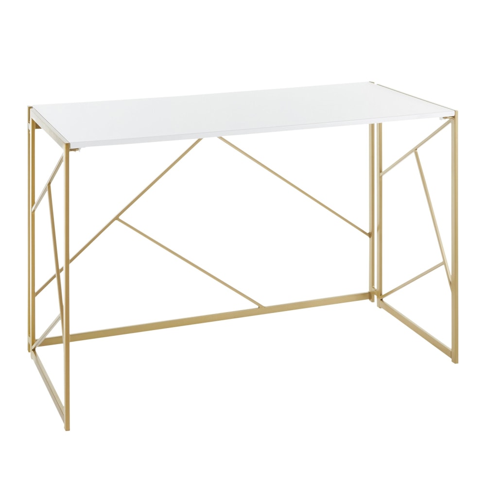 LumiSource Folia 45inW Computer Desk, Gold/White