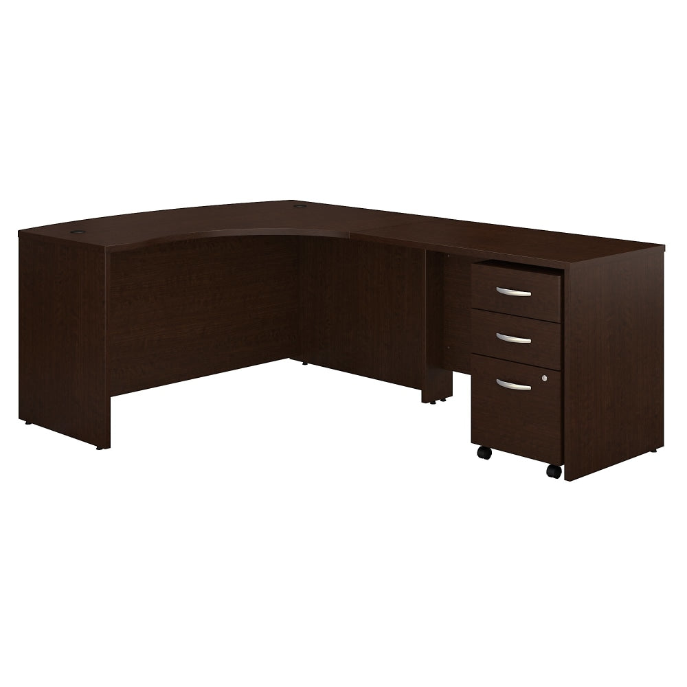 Bush Business Furniture 59inW Right-Handed L-Shaped Corner Desk With Mobile File Cabinet, Mocha Cherry, Standard Delivery