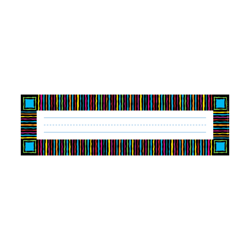 Barker Creek Single-Sided Desk Tags/Bulletin Board Signs, 12in x 3 1/2in, Neon Stripes, Pre-K To Grade 6, Pack Of 36