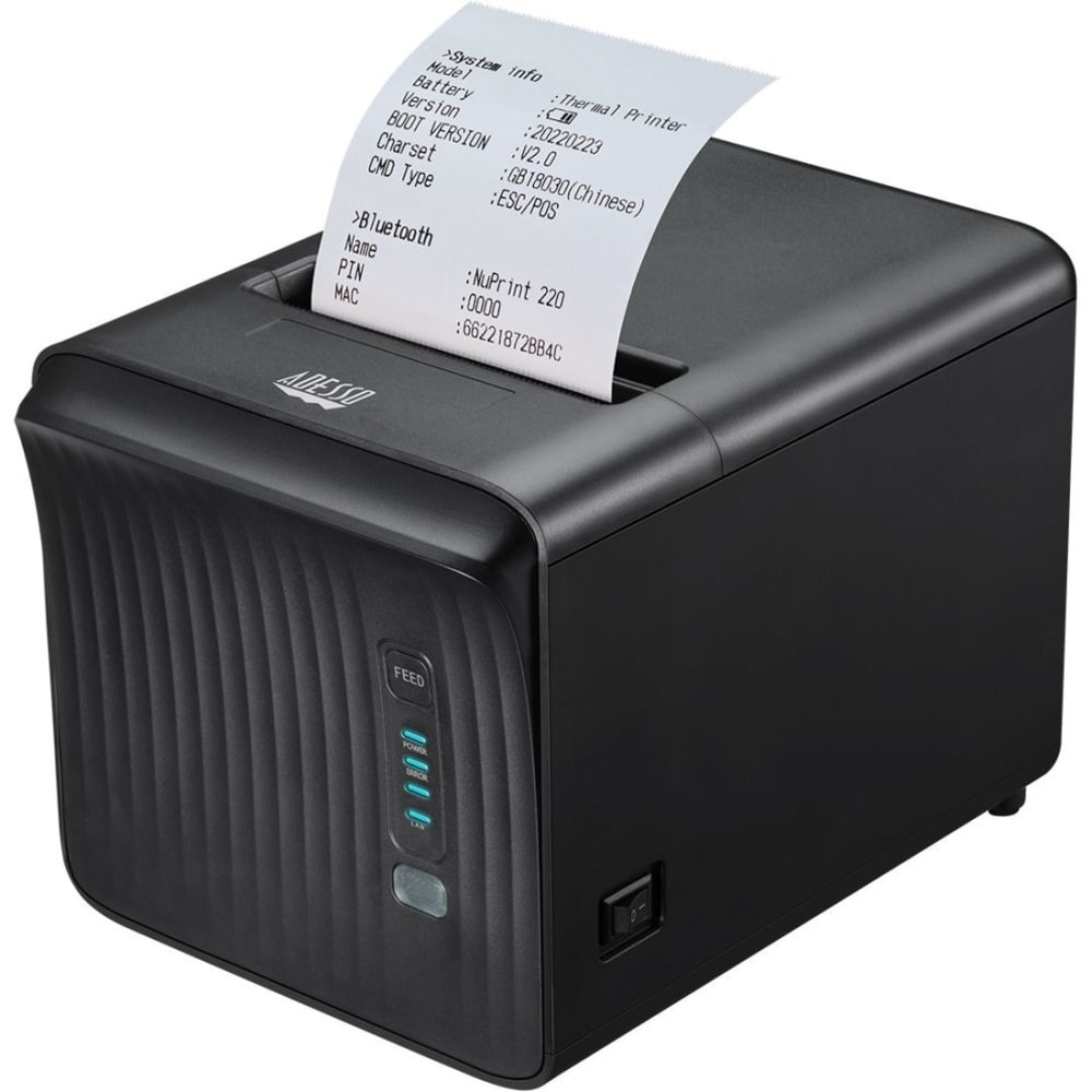 Adesso NuPrint NuPrint 330 Desktop Direct Thermal Printer - Monochrome - Receipt Print - Ethernet - USB - Serial - Black - LCD Display Screen - 3.15in Print Width - 3.54 in/s Mono - 203 dpi - 3.15in Label Width - ESC, TSPL, CPL Emulation