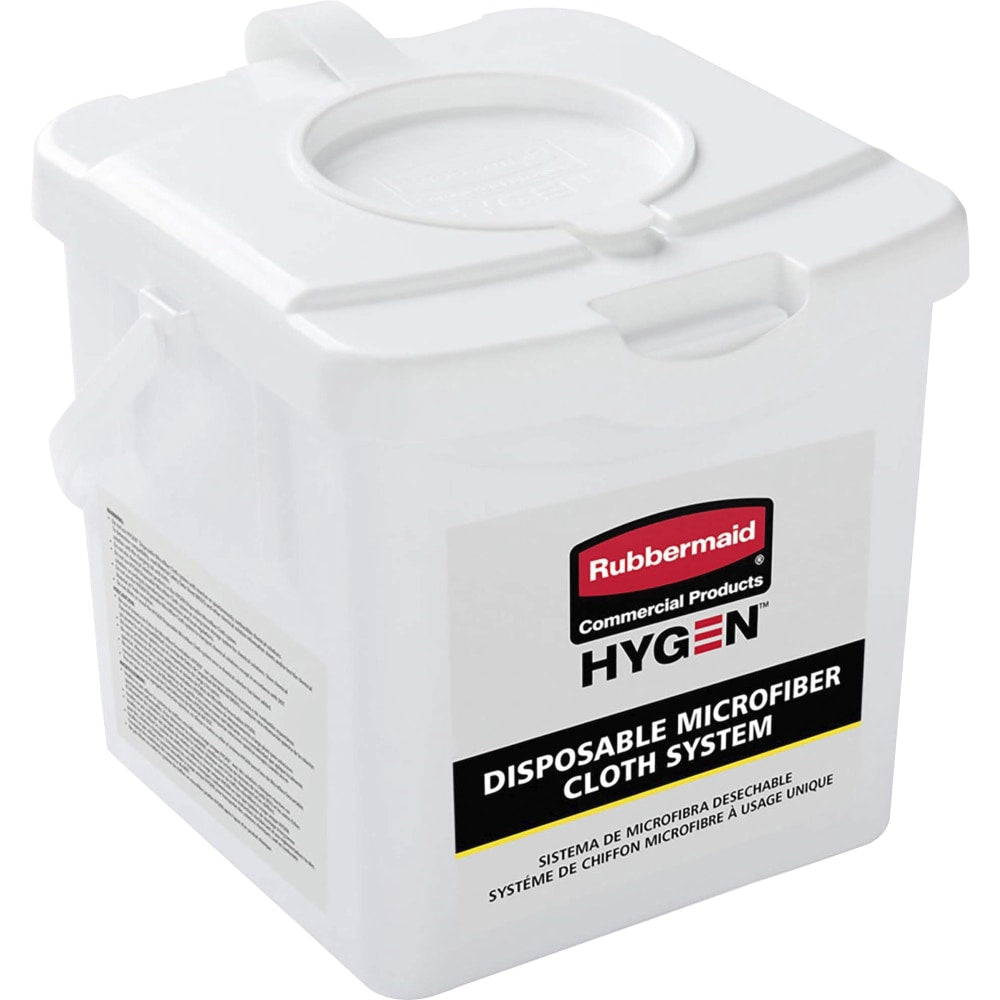 Rubbermaid Commercial HYGEN Disposable Microfiber Cloth Charging Tubs, 7-1/2in x 7-15/16in, White, Case Of 4 Tubs