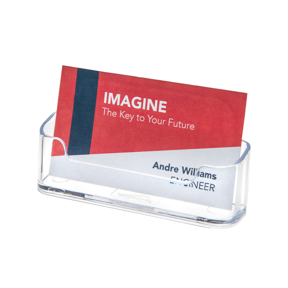 Deflecto Single-Compartment Business Card Holder, 50-Card Capacity, Clear