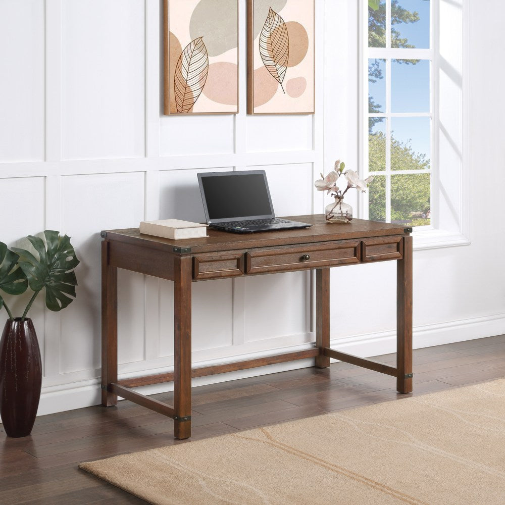 Office Star Baton Rouge Work Smart Sit-To-Stand 48inW Lift Computer Desk, Brushed Walnut