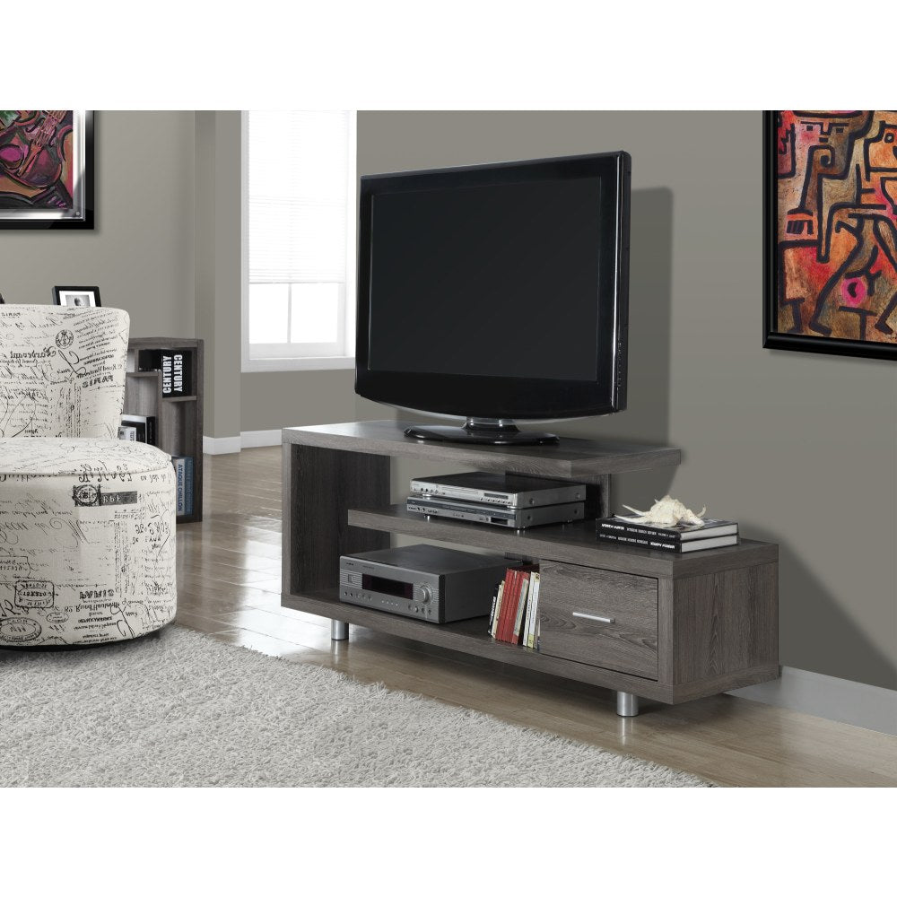 Monarch Specialties Art Deco TV Stand For TVs Up To 60in, Dark Taupe