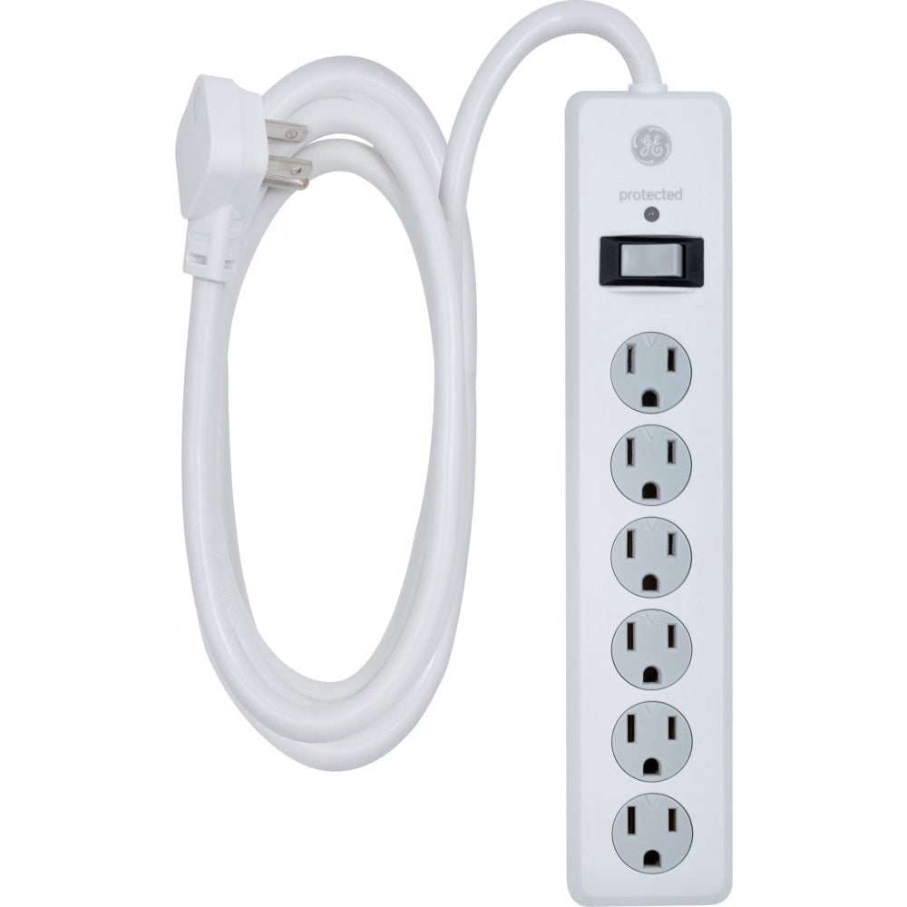 GE 6-Outlet Surge Protector, 10ft Cord, White