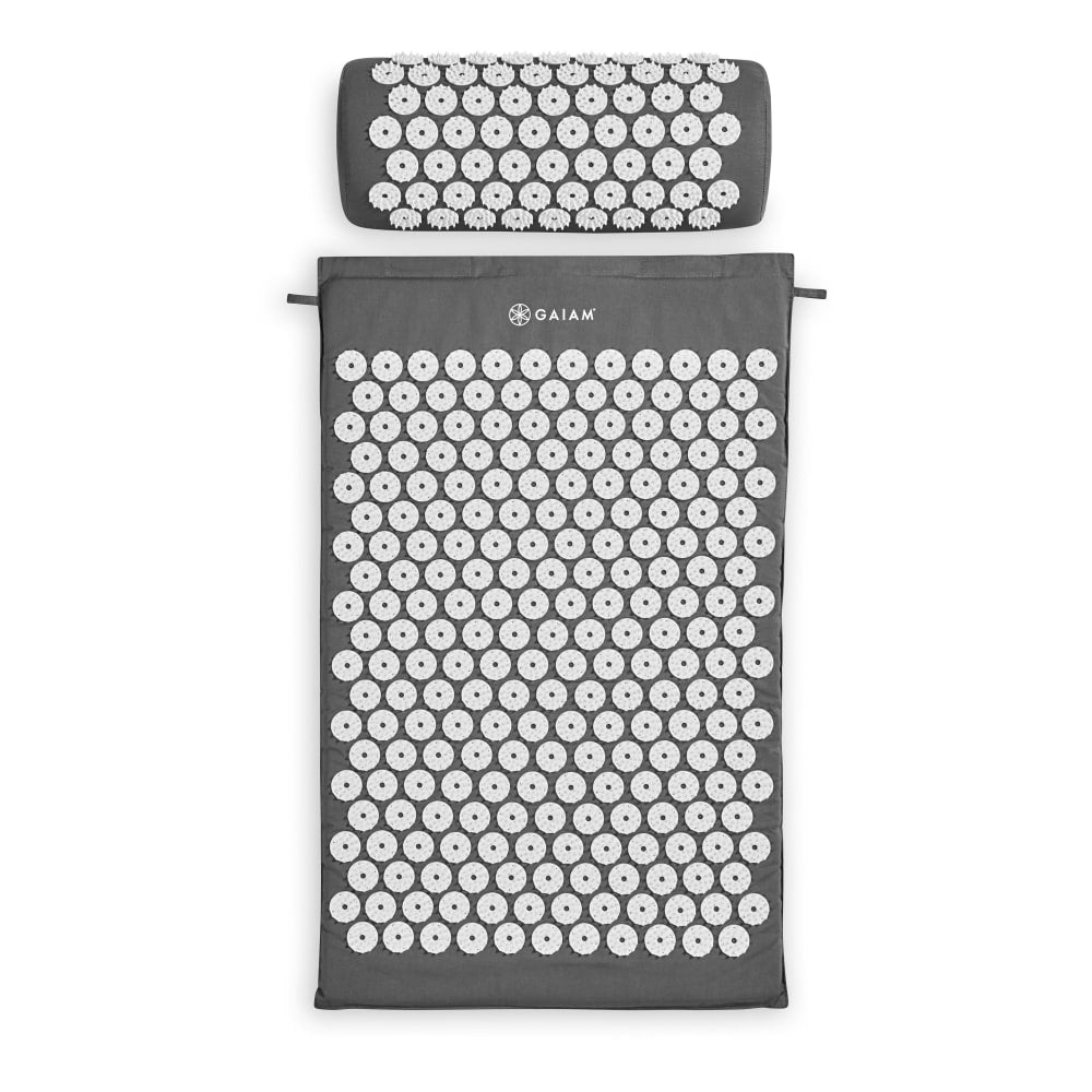 Gaiam Acupressure Mat With Pillow, 30inH x 16inW x 1inD, Gray