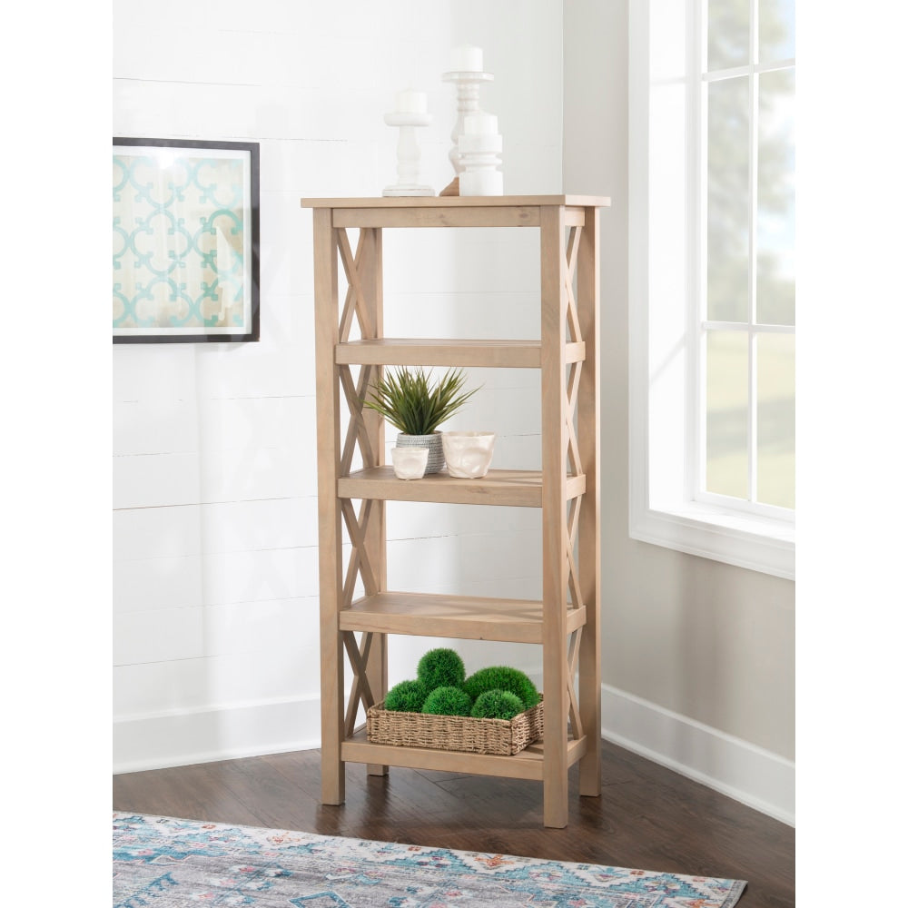 Linon Dallin 55inH 4-Shelf Home Office Bookcase, Driftwood