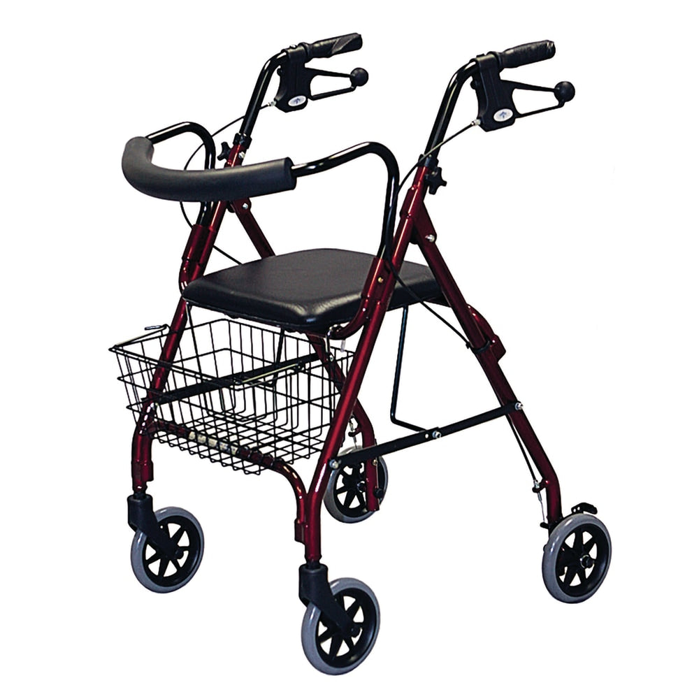 Medline Guardian Deluxe Rollator, 6in Wheels, Burgundy