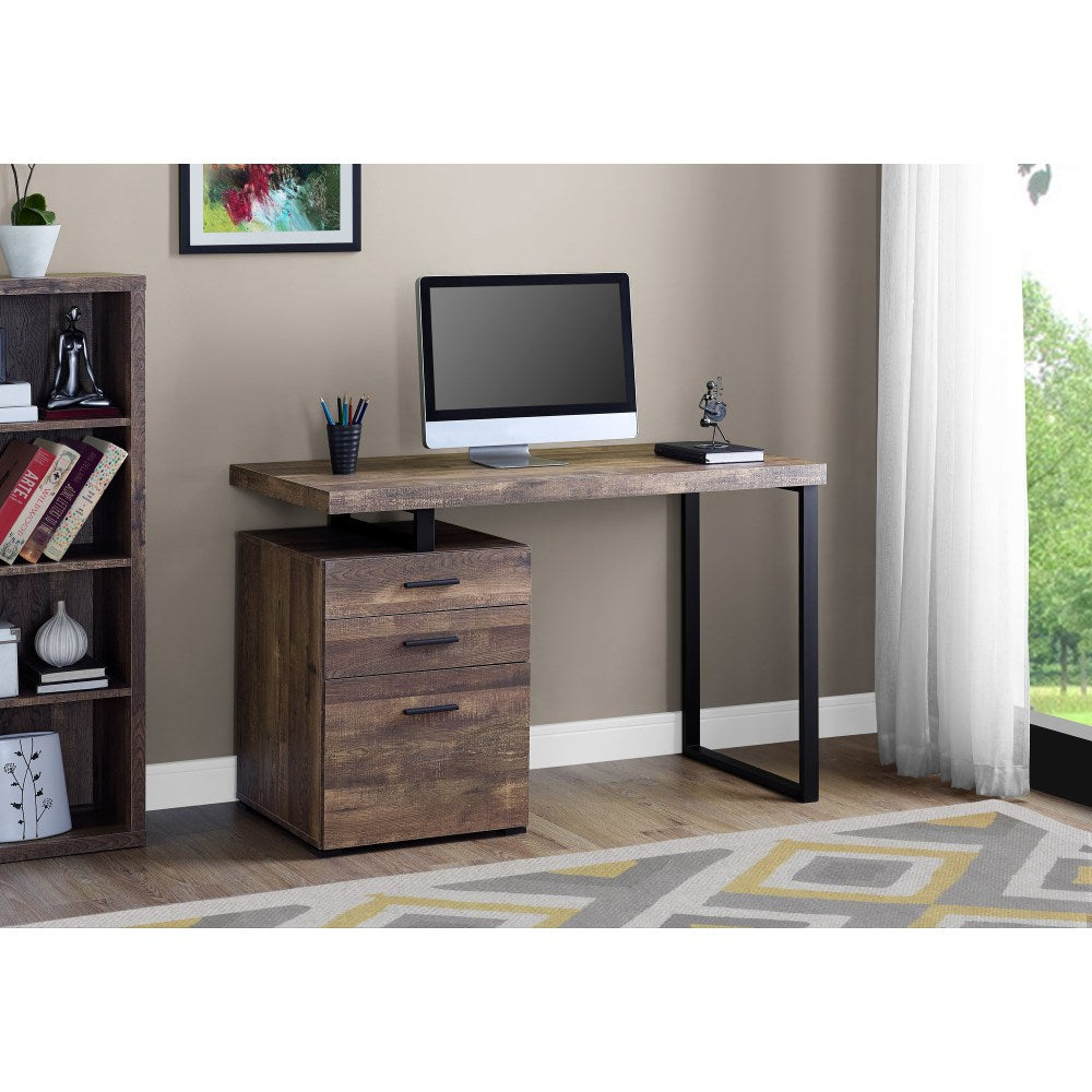 Monarch Specialties 48inW Computer Desk With 3 Drawers, Brown Woodgrain/Black