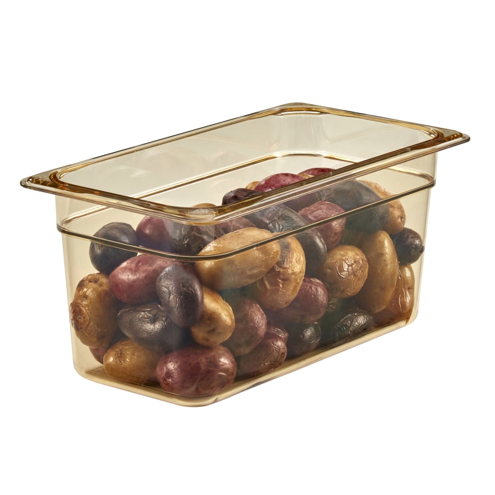 Cambro H-Pan High-Heat GN 1/3 Food Pans, 6inH x 6-15/16inW x 12-3/4inD, Amber, Pack Of 6 Pans