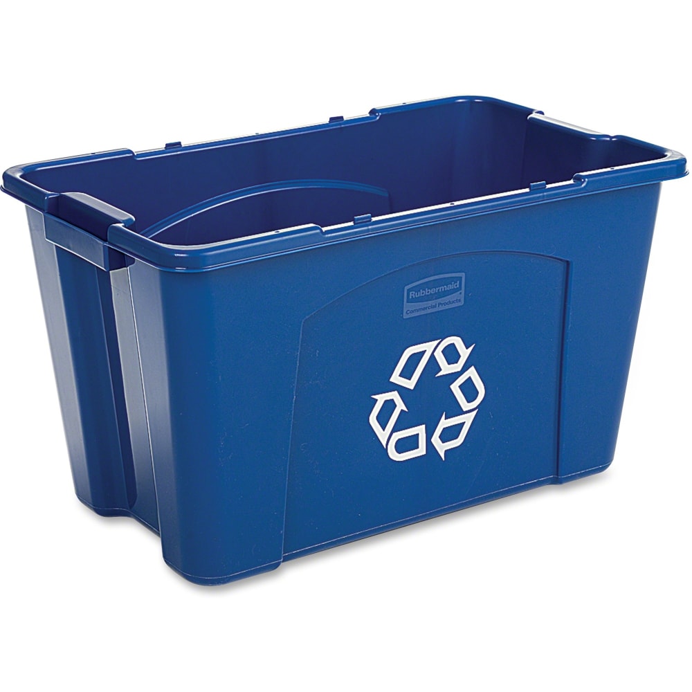 Rubbermaid Commercial Rectangular Polyethylene Stacking Recycle Bin, 18 Gallons, Blue