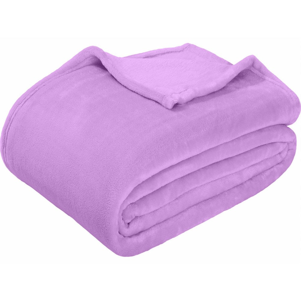 Sedona House Premium Microfiber Velvet Plush Flannel Throw Blanket, 50in x 60in, Purple