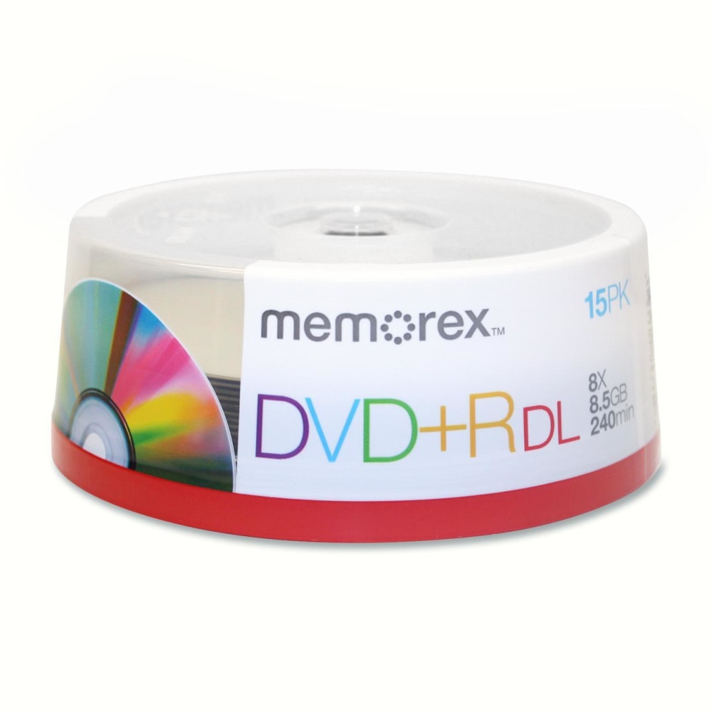 Memorex DVD+R Double Layer Recordable Media Spindle, 8.5GB/240 Minutes, Pack Of 15