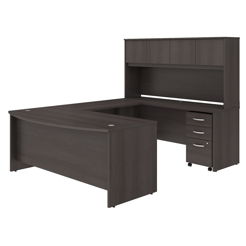 Bush Business Furniture Studio C U Shaped Desk with Hutch and Mobile File Cabinet, 72inW x 36inD, Storm Gray, Standard Delivery