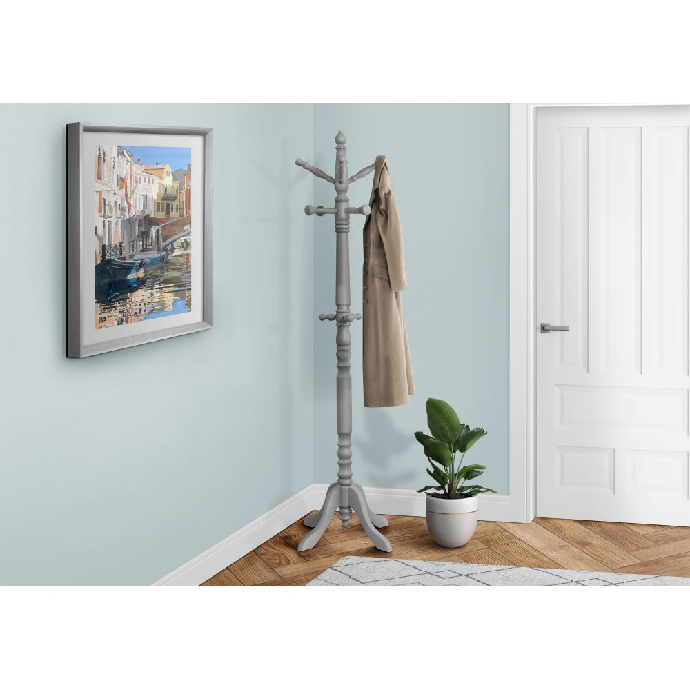 Monarch Specialties Baxter Coat Rack, 73-1/4inH x 17inW x 17inD, Gray