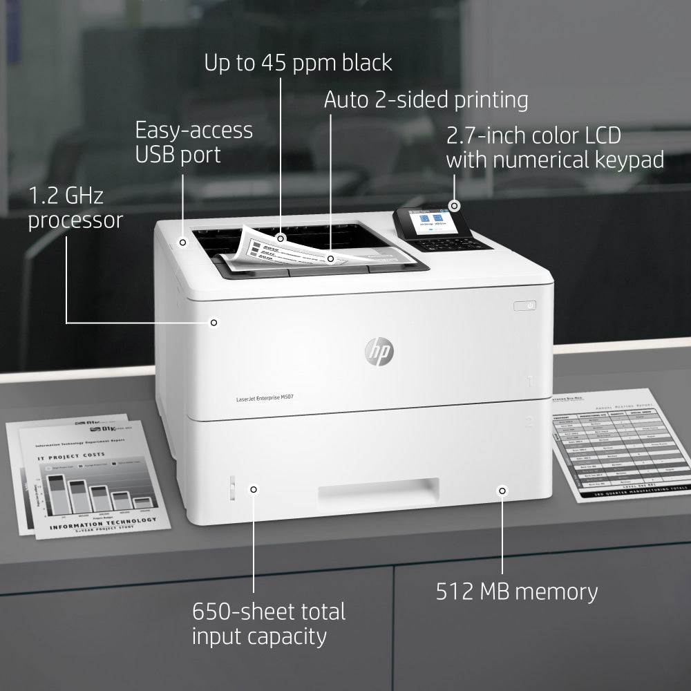 HP LaserJet Enterprise M507dn Laser Monochrome Printer