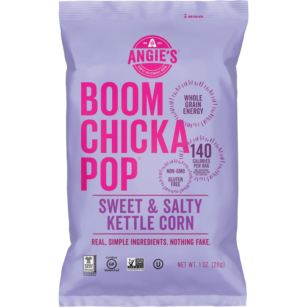 Angies BOOMCHICKAPOP Popcorn - Gluten-free, Non-GMO - Sweet and Salty, Kettle Corn - 1 oz - 24 / Carton