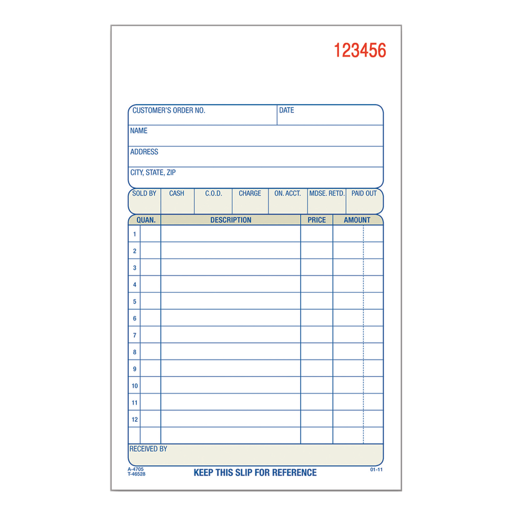 Adams Carbonless 2-Part Sales Book, 4 3/16in x 7 3/16in