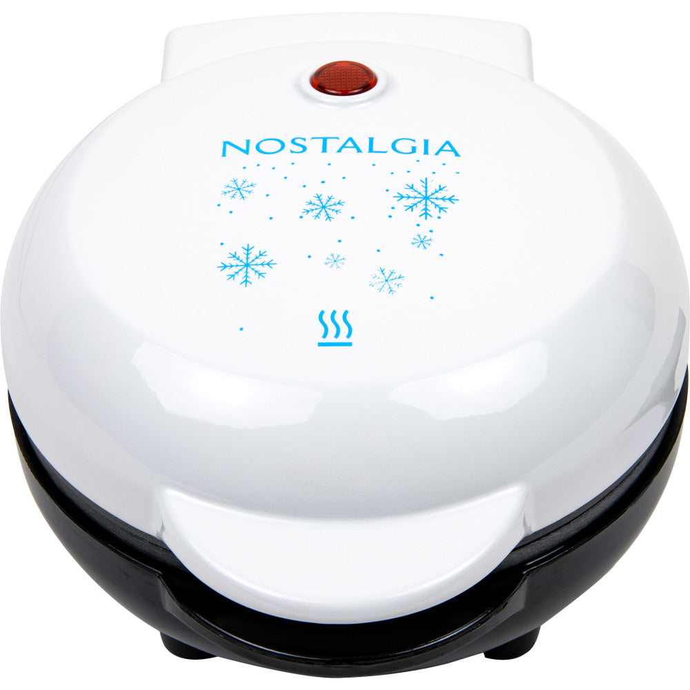 Nostalgia MyMini Personal Electric Waffle Maker, 3-3/4inH x 6-1/2inW x 5-1/4inD, White Snowflake