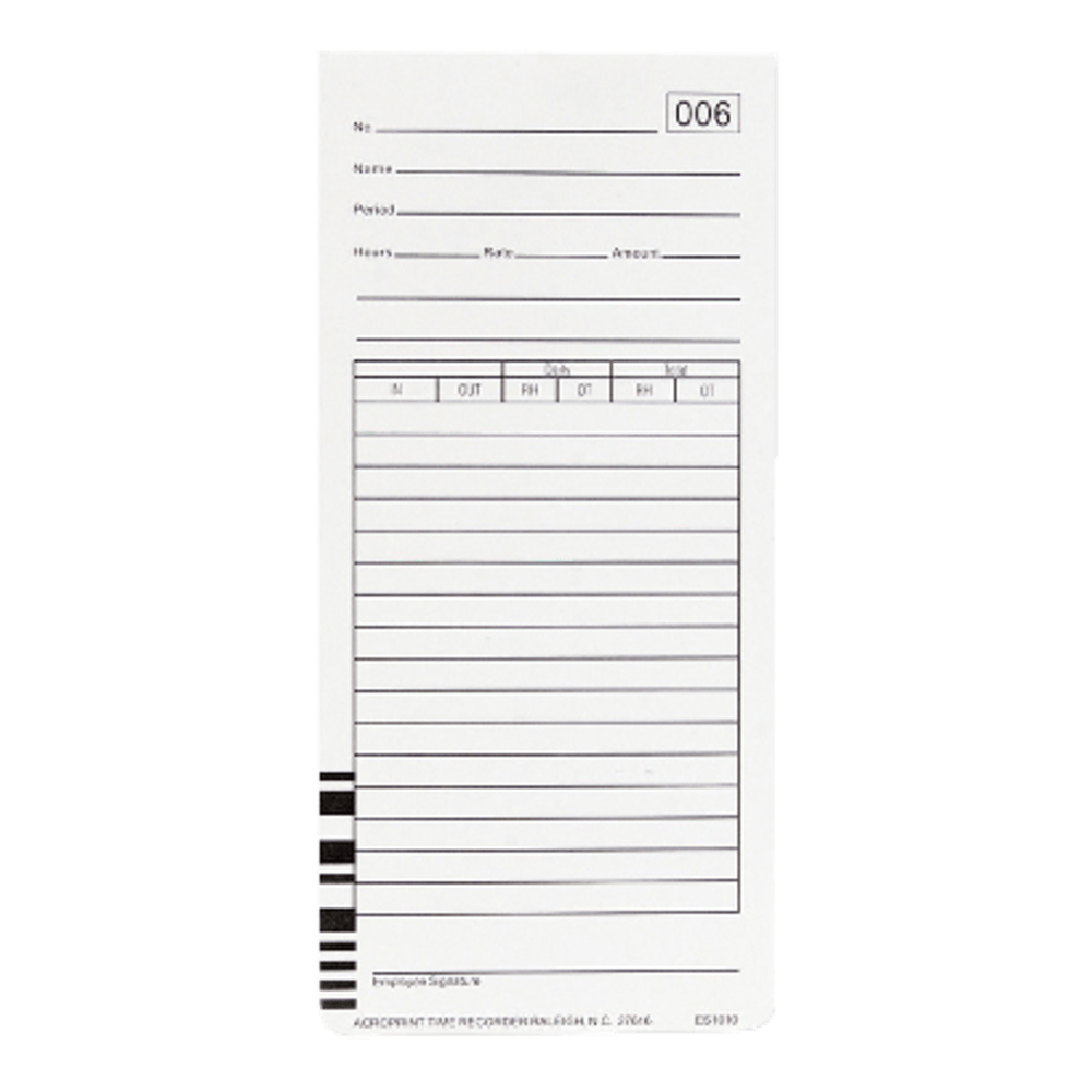 Acroprint Weekly Time Cards For Acroprint ES1000 Atomic Totalizing Payroll Recorder , 10in x 4in, Beige, Pack Of 100