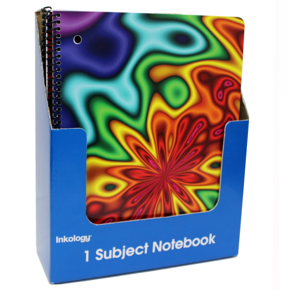 Inkology Spiral Notebooks, 8in x 10-1/2in, College Ruled, 140 Pages (70 Sheets), Color Slicks II, Pack Of 12 Notebooks