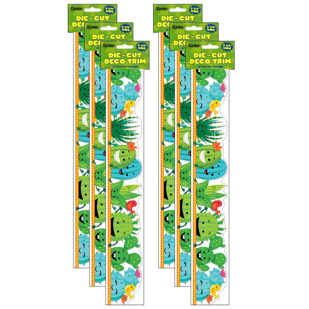 Eureka School Extra Wide Deco Trim, 3-1/4in x 37in, A Sharp Bunch Line-Up, 12 Strips Per Pack, Set Of 6 Packs