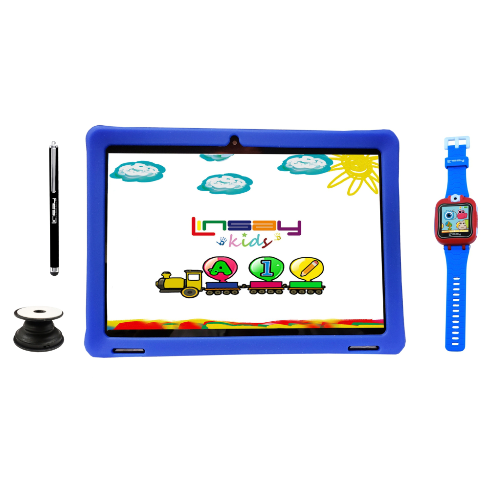 Linsay F10IPS Tablet, 10.1in Screen, 2GB Memory, 64GB Storage, Android 13, Kids Blue SW