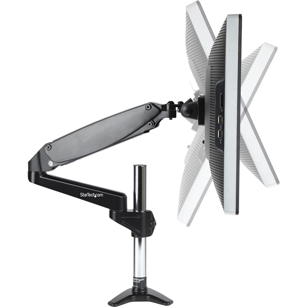 StarTech.com Desk Mount Monitor Arm for Single VESA Display 32in , 8kg/17.6lb, Full Motion Articulating & Height Adjustable, C-Clamp/Grommet - VESA 75X75/100x100mm single monitor arm