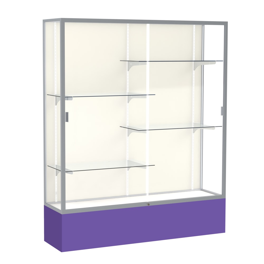 Waddell Spirit 4-Shelf Floor Display Case, 72inH x 60inW x 16inD, Purple Base/Satin Finish