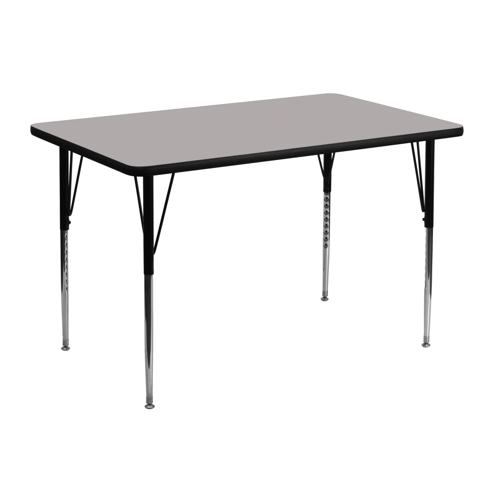 Flash Furniture Rectangular HP Laminate Activity Table With Standard Height-Adjustable Legs, 30-1/4inH x 30inW x 48inD, Gray