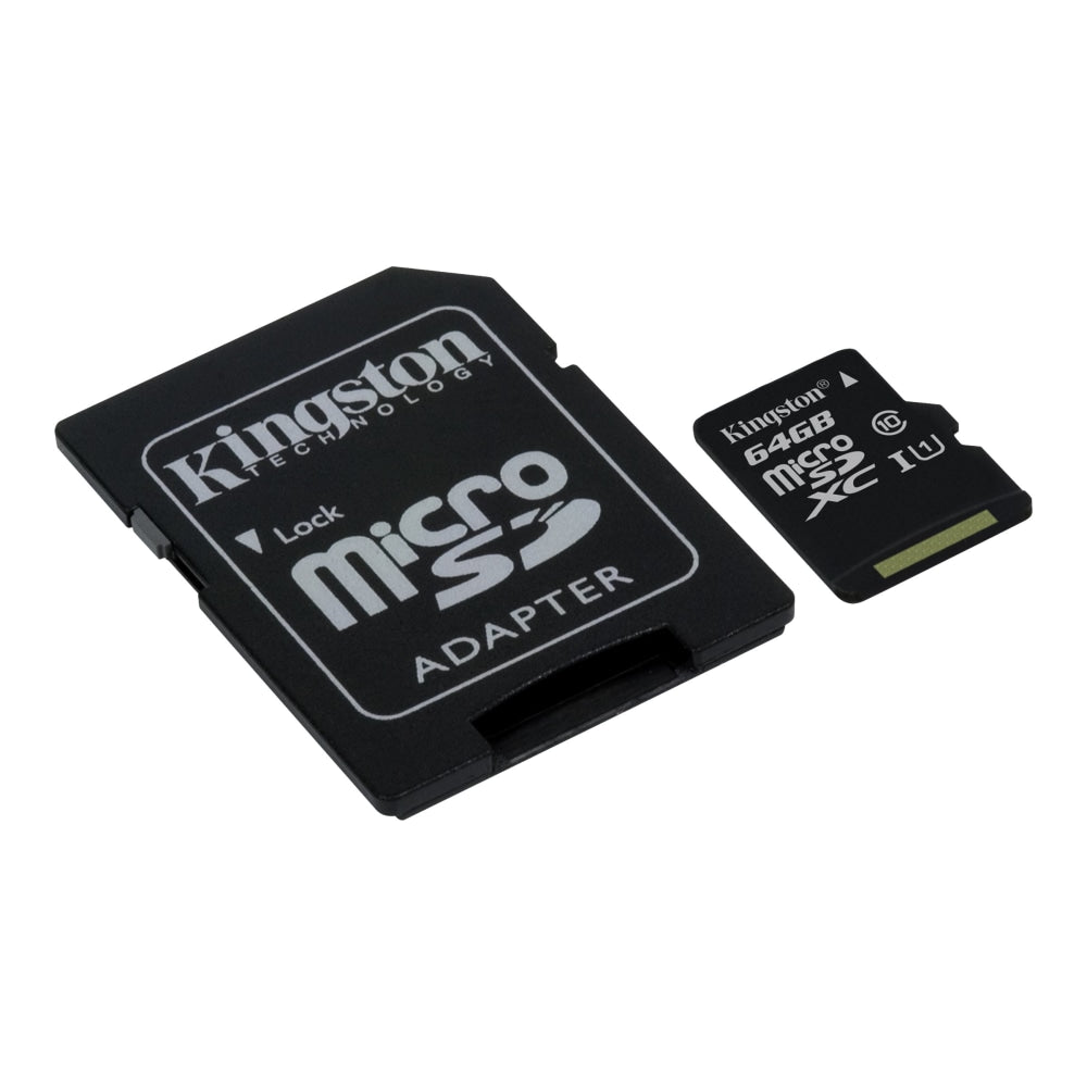 Kingston - Flash memory card (microSDXC to SD adapter included) - 64 GB - UHS Class 1 / Class10 - microSDXC UHS-I