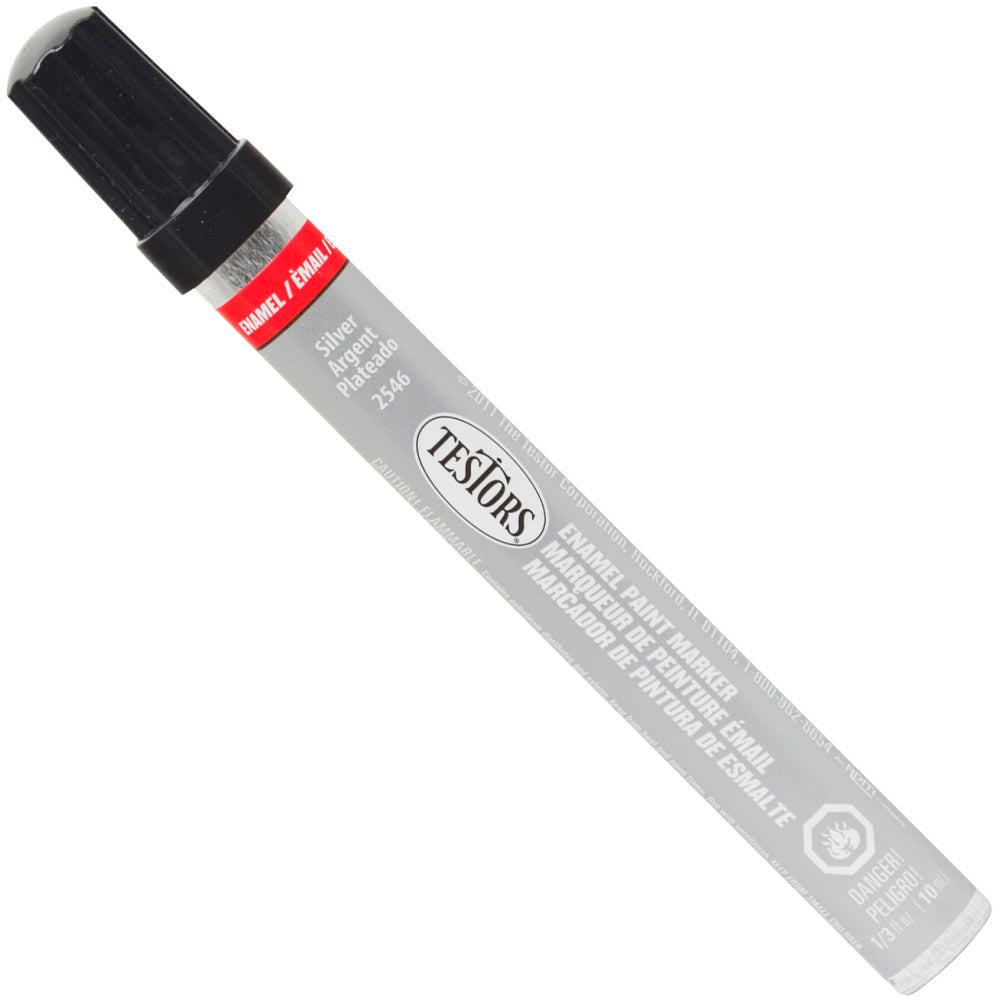 Testors Enamel Markers, 5-5/8in, Silver, Pack Of 12 Markers