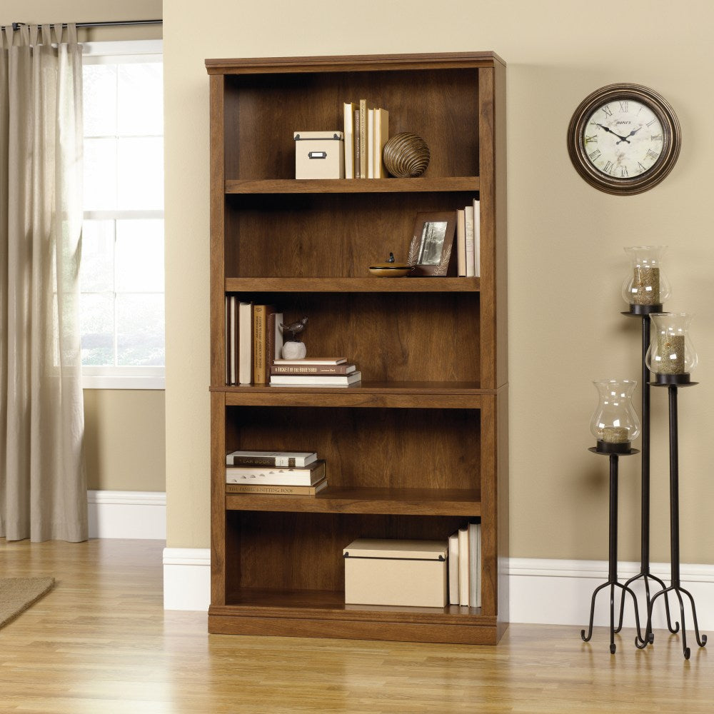 Sauder Select 70inH 5-Shelf Bookcase, Oiled Oak