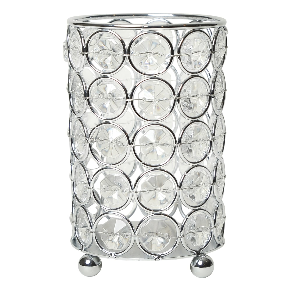 Elegant Designs Ellipse Crystal Decorative Vase, 5inH x 3-1/4inW x 3-1/4inD, Chrome