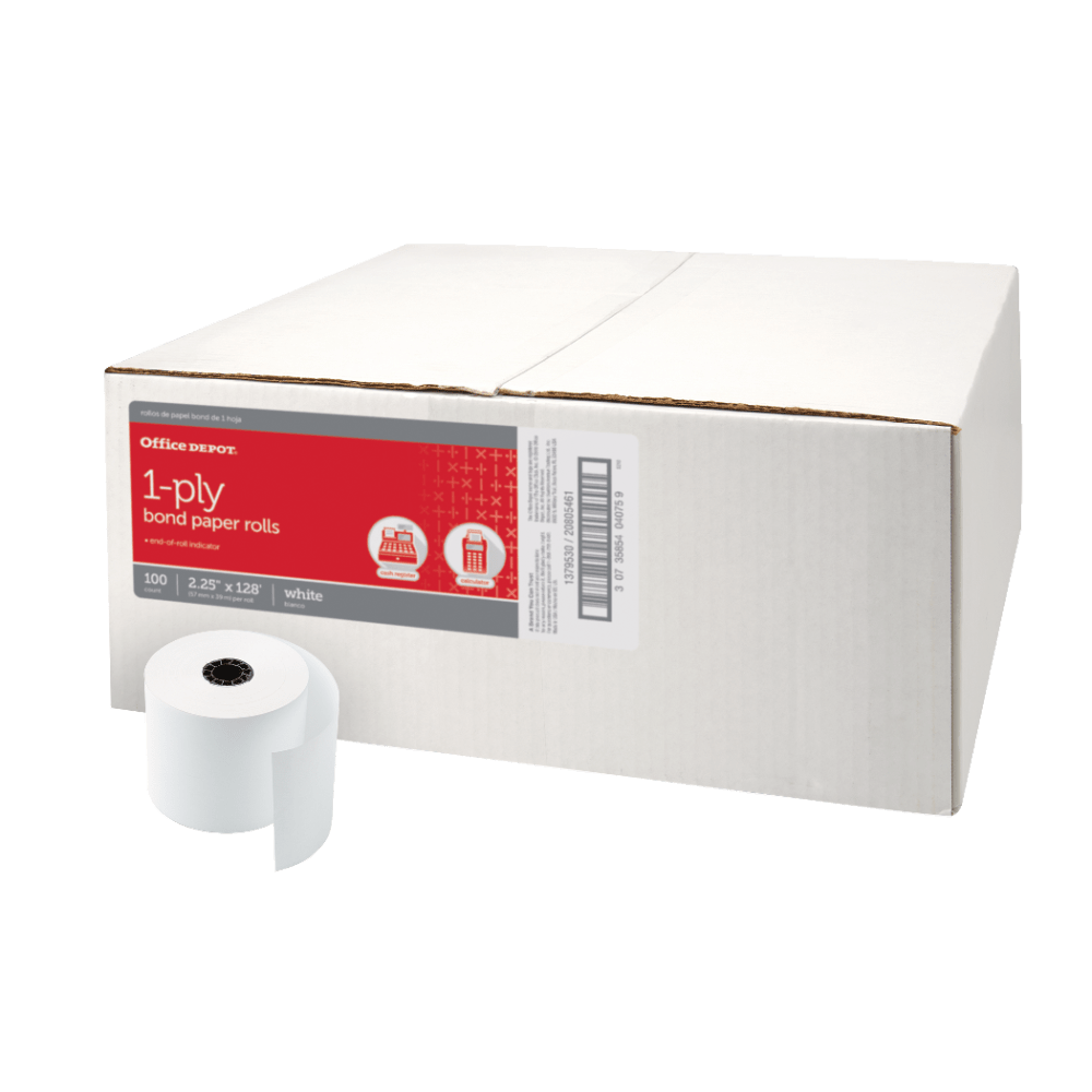 Office Depot Brand Paper Roll, 2-1/4in x 128ft, White