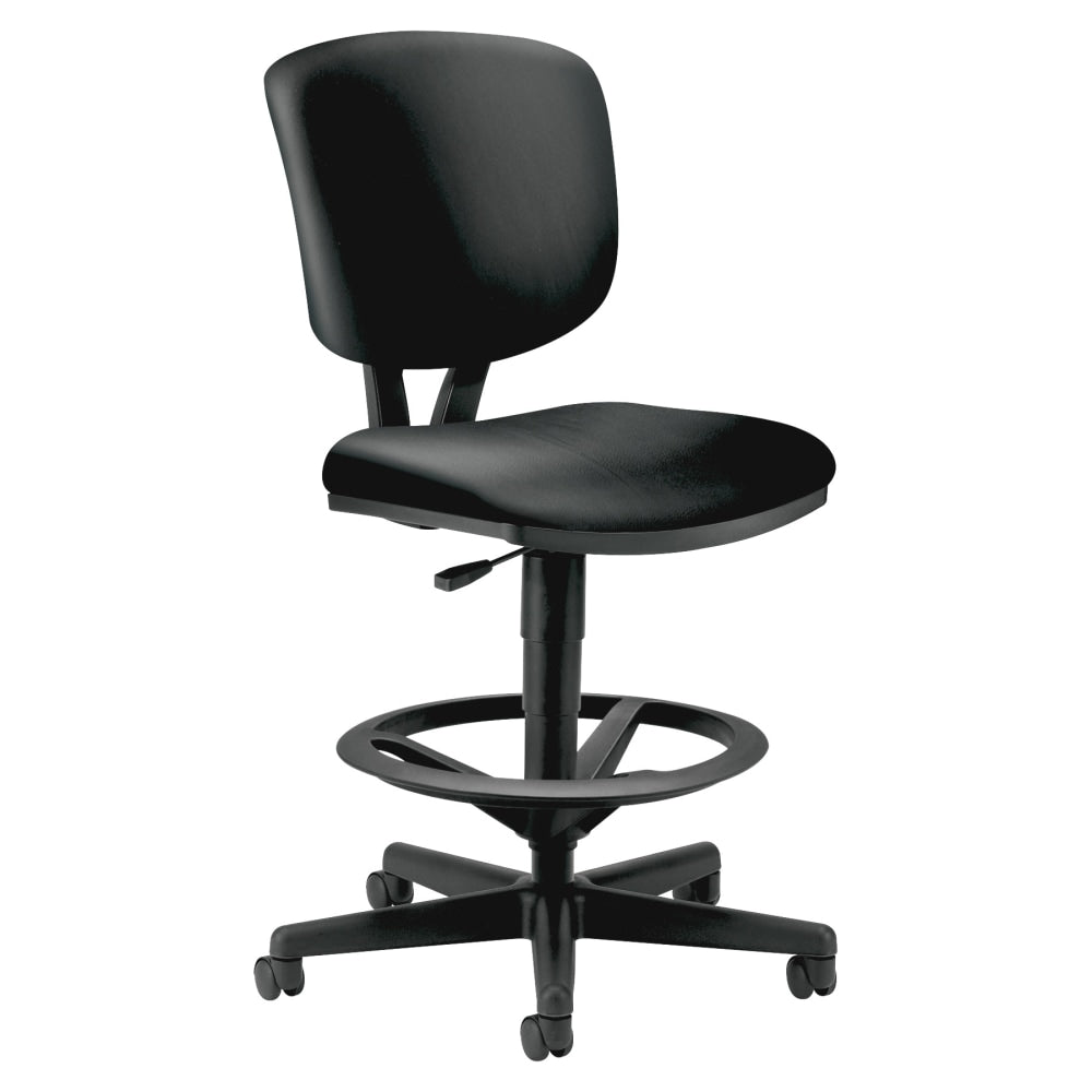 HON Volt Bonded Leather Task Stool, Extended Height And Foot Ring, Black