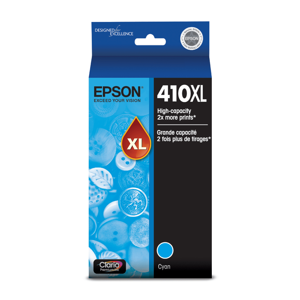 Epson 410XL Claria Premium Cyan High-Yield Ink Cartridge, T410XL220-S