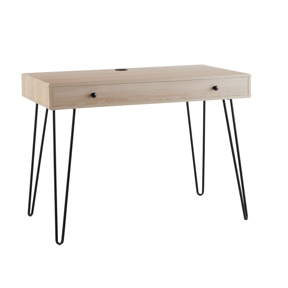 Realspace Callay 42inW Writing Desk, Blonde Oak/Black