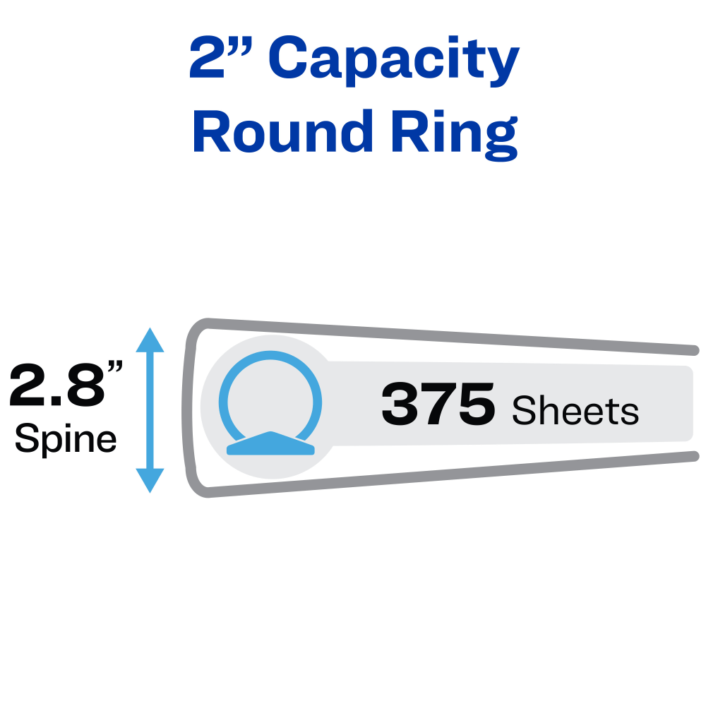 Avery Economy View 3-Ring Binder, 2in Round Rings, White, Pack Of 12