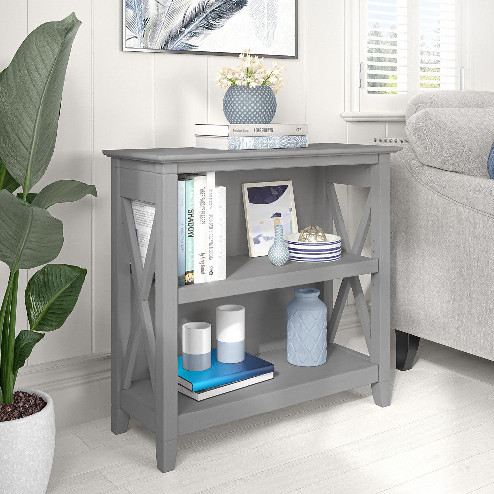 Bush Furniture Key West Small 30inH 2-Shelf Bookcase, Cape Cod Gray, Standard Delivery