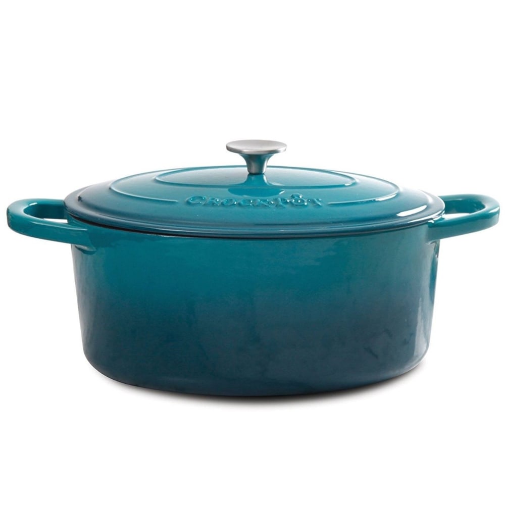 Crock Pot Artisan 5-Quart Enameled Cast Iron Dutch Oven, Teal Ombre