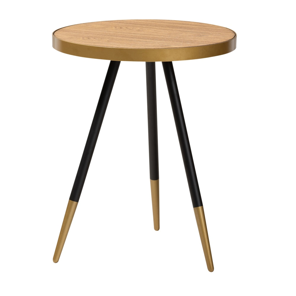 Baxton Studio Contemporary Accent Table, 21-3/4inH x 17-3/4inW x 17-5/16inD, Black/Gold/Walnut